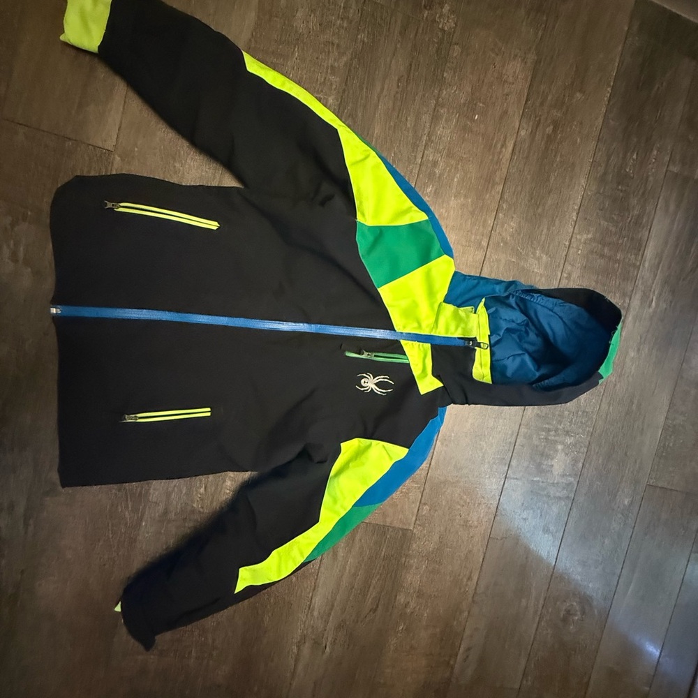 Spyder Kids Jacket in Black, Blue, and Yellow